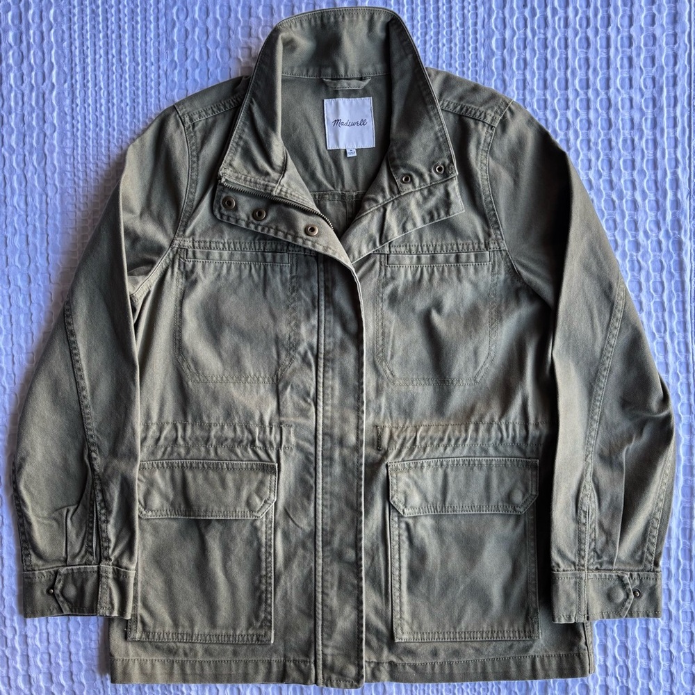 Madewell Military Olive Cotton Canvas Field Jacket Lightweight Utility Coat Sz M